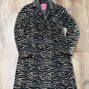 KATE SPADE zebra Print Double-Breasted Coat